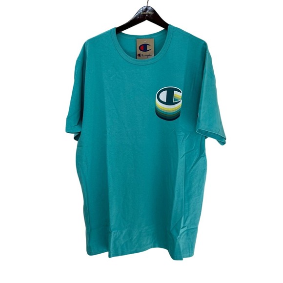 Champion Unisex Aqua Blue Crewneck Tee Size XXL NWT - Picture 1 of 6